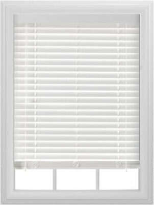#ad 35 in. W x 72 in. L x 2 in. D Corded Faux Wood Plantation Blind White **READ** $59.99