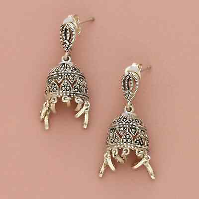 #ad sterling silver marcasite studded chandelier dangle post earrings $33.60