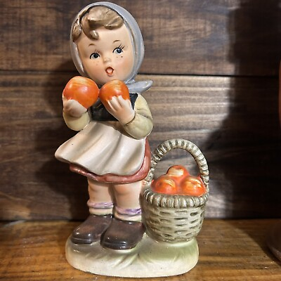 #ad Collectible Vintage Figurine Apple Harvest Girl With Basket $5.99