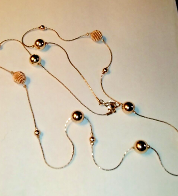 #ad rose color gold tone beaded necklace 32#x27;#x27; long $7.99