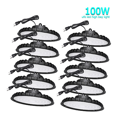 #ad 10Pack UFO Led High Bay Light 100W Factory Warehouse Commercial Gym Garage Light $162.99