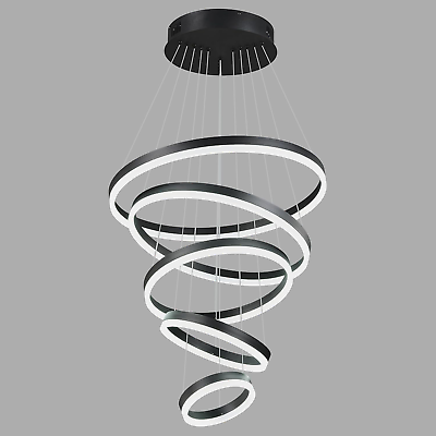 #ad zhllmq Modern LED Chandelier Lighting 5 Rings Black 5 Light $312.85