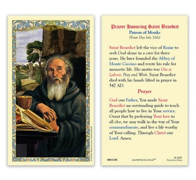 #ad Laminated St. Benedict Holy Prayer Card Catholic $2.79