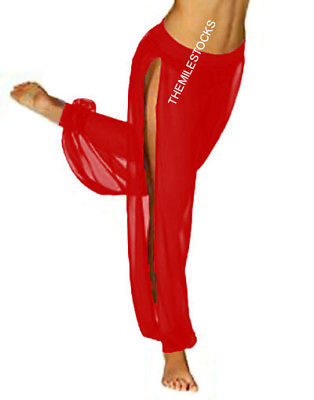 #ad TMS Red Slit Harem Yoga Pant Belly Dance Tribal 25Color $18.99