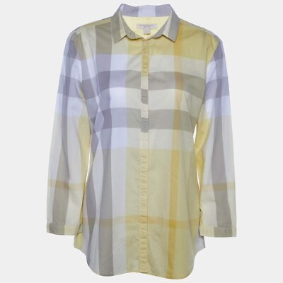 #ad Burberry Nova Check Cotton Shirt Women Yellow SMALL $84.99