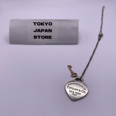 #ad Tiffany amp; Co Return to Tiffany Heart Tag Key Pendant Silver Rose Gold Necklace $124.00