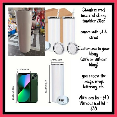 #ad Customized 20oz Stainless Steel Skinny Tumbler $40.00