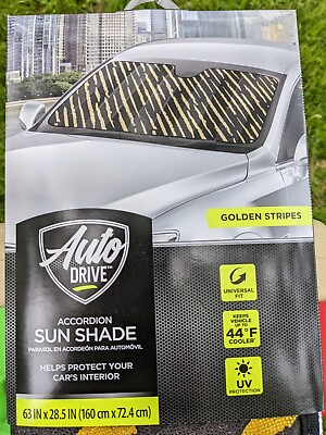 #ad Auto Drive Universal Windshield Gold Black Silver Sun Shade 63 X 28.5 protect UV $2.99