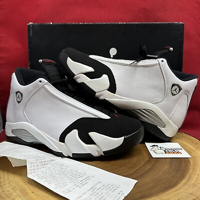 #ad Nike Air Jordan 14 Retro Black Toe 487471 102 Size 8.5 White XIV XI XII $289.99