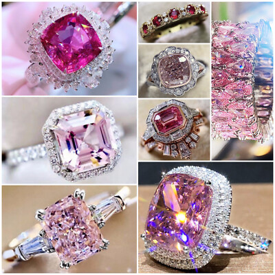 #ad Elegant 925 Silver FilledGold Wedding Rings Women Cubic Zircon Jewelry Sz 6 10 C $4.85