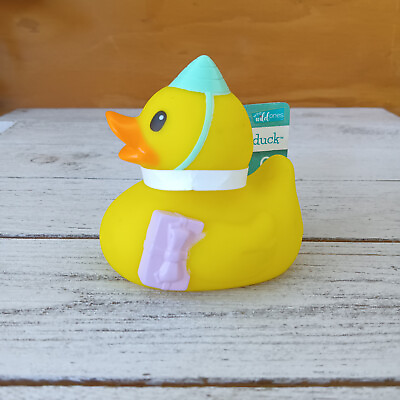 #ad Infantino Rubber Duck Happy Birthday Duckie Party Hat and Gift Purple $5.99