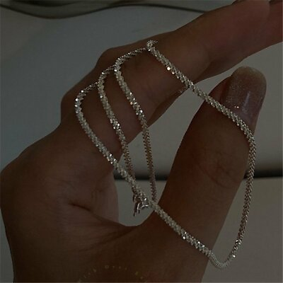 #ad Fashion 925 Silver Gypsophila Flash Chain Necklace Clavicle Women#x27;s Jewelry Gift C $1.95