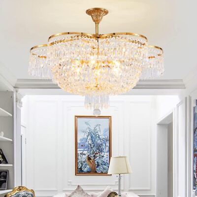#ad 23.6quot; Luxury Crystal Chandelier 6 Light Ceiling Fixtures Pendant Lamp Lighting $203.99