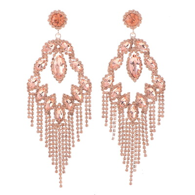 #ad Rose Gold Tone Metal Chandelier Post Earrings with Rhinestone ESE1516 PCH $21.99