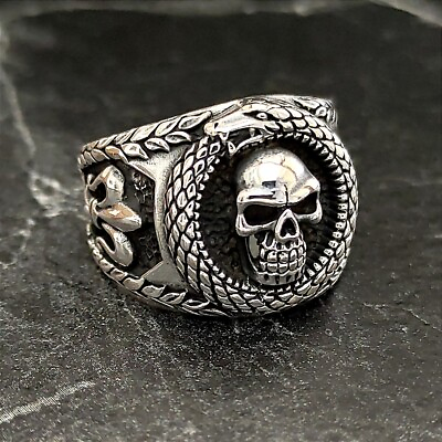 #ad 925 Sterling Silver Skull Punk Ring Silver Skull Gothic Ring Skull Gothic Ring $55.00