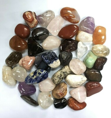 #ad Tumbled Crystal Stones 1 LB to 2 LBS Mixed Lot Polished Rocks Healing Crystals $17.50
