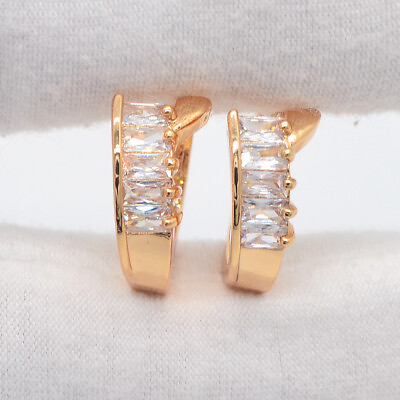 #ad 18K Yellow Gold Filled Women Clear Mystic Topaz Fashion Huggie Earrings Jewelry AU $2.99