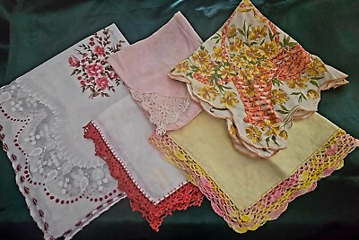 #ad GORGEOUS vintage antique ladies floral embroidered handkerchiefs hankies lot $9.99
