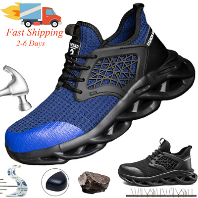 #ad Mens Safety Work Shoes Steel Toe Sneakers Breathable Indestructible Boots Size13 $31.39