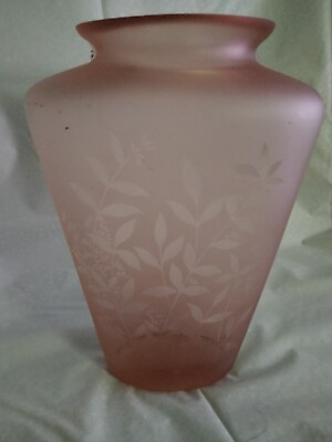 #ad Light Pink Satin Frosted Etched Vase $36.00