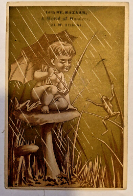 #ad Victorian Trade Card Absurd Child on a Toadstool Mushroom World of Wonders Look $18.95