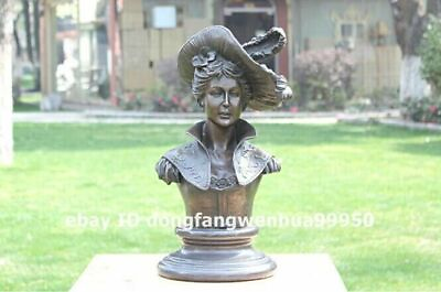 #ad 42 cm Western art deco bronze women girl belle fair maiden lady bust sculpture $1199.70