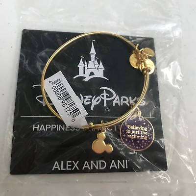 #ad Alex amp; Ani Believing is just the Beginning Gold Disney Parks Bangle Bracelet NEW $59.95