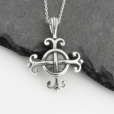 #ad #ad Celtic Wisdom Symbol Necklace 925 Sterling Silver Pendant Cross Swirls NEW $26.00
