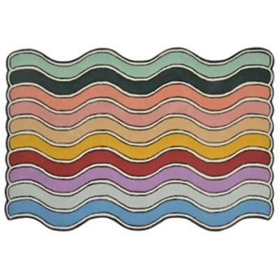 #ad Beautiful Rainbow looking hand tufted rug 100% Soft wool Carpet Rug for Living $241.19
