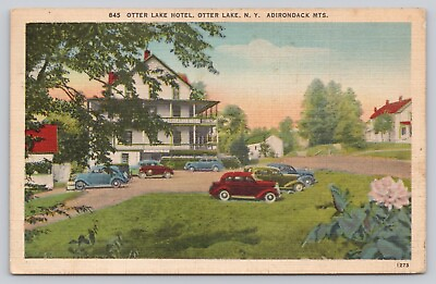 #ad Postcard Otter Lake NY Serene Otter Lake Hotel in the Adirondack Mts Posted 1944 $5.75