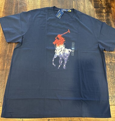#ad Polo Ralph Lauren T Shirt Mens Red White Blue American Flag Big Pony Tee $39.99