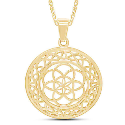 #ad Seed of Life The Seven Days Celtic Pendant 18quot; Necklace 14K Gold Plated Sterling $64.79
