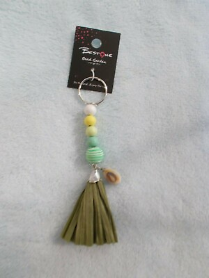#ad NWT Bestone Boho Beads Sea Shell Tassel Bag Charm Multi Green Keychain $6.99