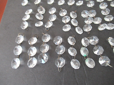 #ad Lot of 80 Vintage Dangling Crystal Glass Octagon Shape Faceted Chandelier Prisms $1.00