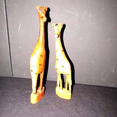 #ad Vintage Hand Carved Wooden Giraffe Figurine Sculpture Genuine Made in Kenya $13.89