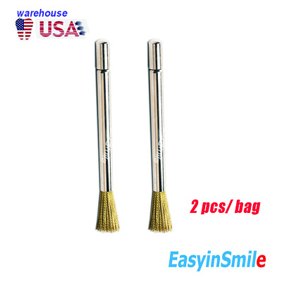 #ad Dental Bur Brush Gold Brass Wire Cleaning Long Hand Bur Brush Easyinsmile 2 Pcs $50.96