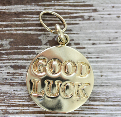 #ad VINTAGE GOOD LUCK ROUND STERLING SILVER PENDANT 925 CHARM SIMPLE LUXURY $24.00