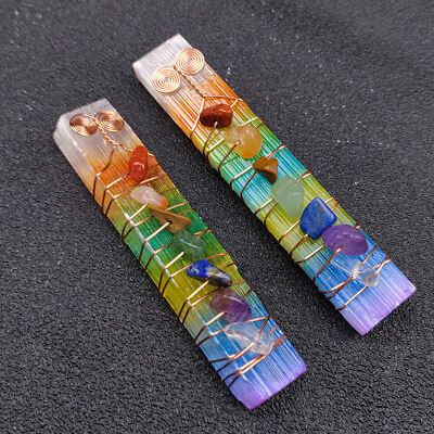 #ad Natural Selenite Stone Rainbow Healing Crystal Quartz Stick Energy Chakra Wand $3.68