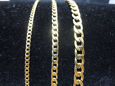 #ad 3 5 7mm GOLD PLATED STAINLESS STEEL CURB CUBAN CHAIN NECKLACE 18quot; 60quot; GOLD $15.63