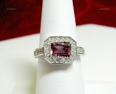 #ad Natural Tourmaline Gemstone Cocktail Pink Ring Size 7.25 925 Sterling Silver $331.49