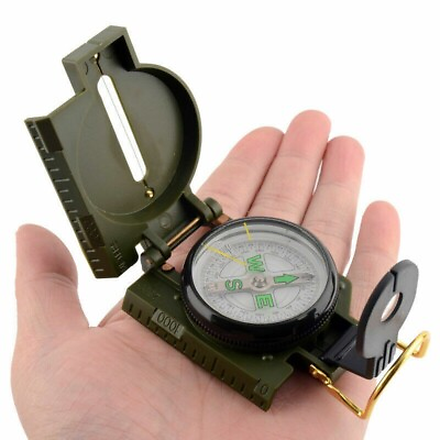 #ad Lensatic Compass Military Camping Survival Marching Plastic Pocket Army Style $6.45