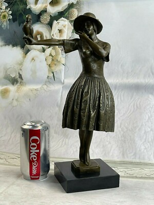 #ad Art Nouveau SOLID Bronze amp; MARBEL Lady `Parrot Girl` Dimitri Chiparus Decor $174.50