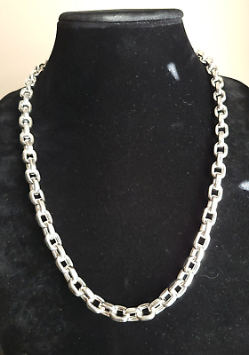 #ad Erick#x27;s Sterling Silver Square Link 24 in. Long NecklaceTaxco.925 $450.00