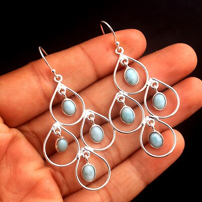 #ad Labradorite Larimar Kyanite Handmade Dangle Earring 925 Sterling Silver Jewelry $19.19
