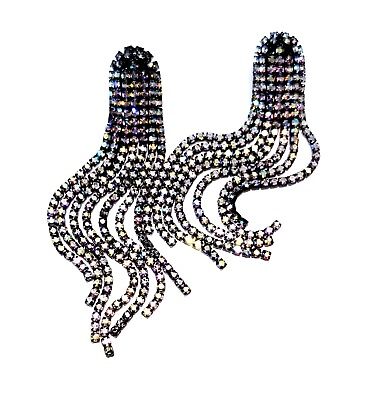 #ad #ad Chandelier Drop Dangle Earrings Rhinestone Crystal 3.6 inch AB Iridescent $35.99