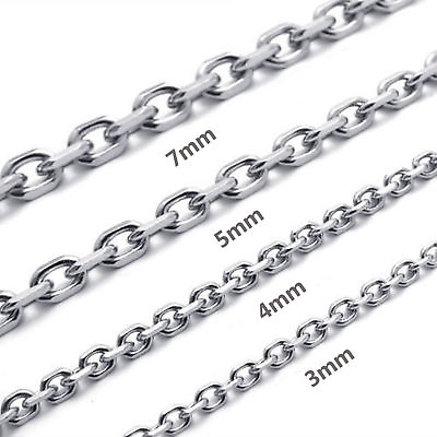 #ad Women#x27;s Men#x27;s 316L Stainless Steel Necklace O Chain 3mm 7mm Silver Tone 18quot; 30quot; $7.21