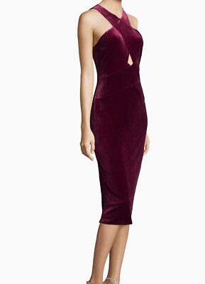#ad BCBG Velvet Cutout Dress Prom Magenta Pink Lined Thick Midi Gown Elegant Small $37.89