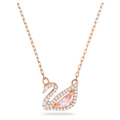 #ad NIB Swarovski Dazzling Swan necklace Swan Pink Rose gold tone plated 5469989 $64.99