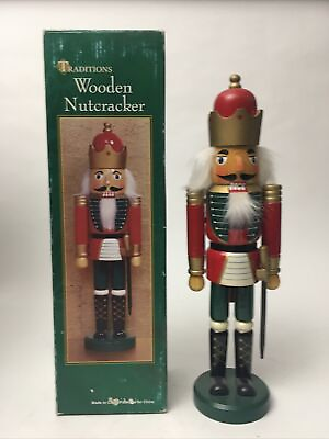 #ad Nutcracker British Royal Guard 14 Inches Tall Wooden Traditions in Original Box $18.95