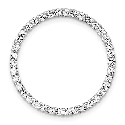 #ad 14k White Gold Prong Set Diamond Small Circle Slide Cut Out Pendant 0.76 Ct. $1205.00